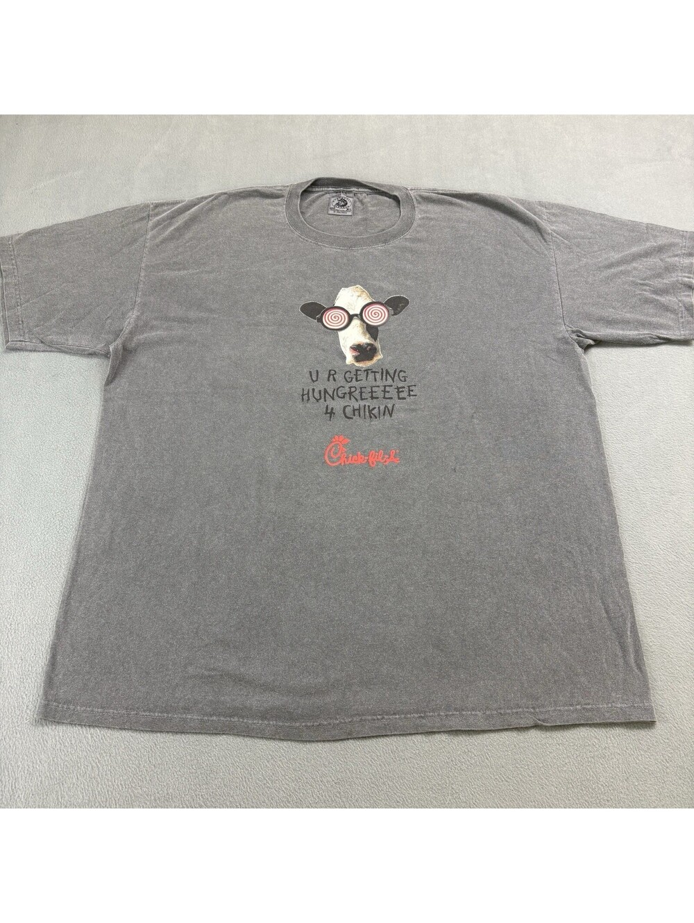Vintage Chic Fil A Cow T Shirt U R Getting Hungree 4 Chikin Gray XL Fits 2XL